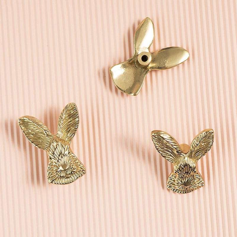 Bunny Knob and Handle Gold Children's Cabinet Door Knob Decor -2pc