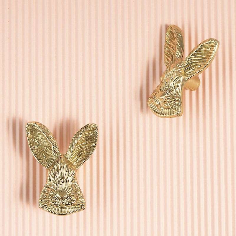 Bunny Knob and Handle Gold Children's Cabinet Door Knob Decor -2pc