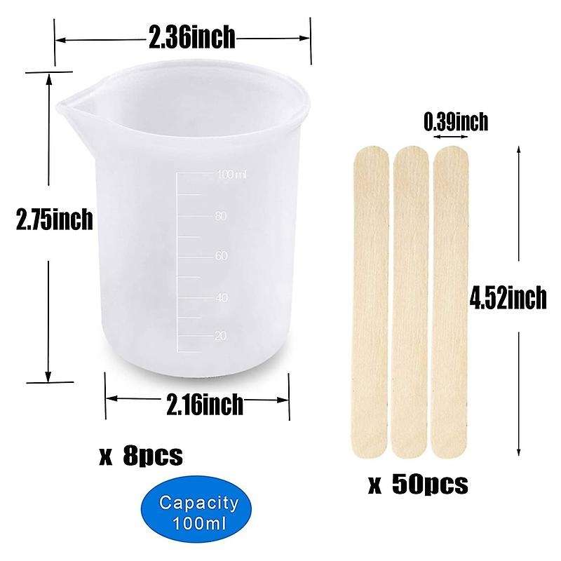 58 Pcs Silicone Mixing Cups Tools Kit,100 Ml Silicone Measuring Cups