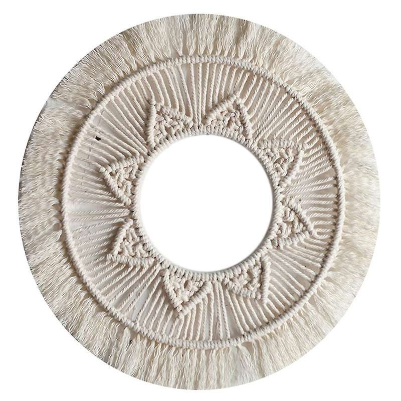 Ins Macrame Mirror Decoration Dark Style Home Decoration (white)