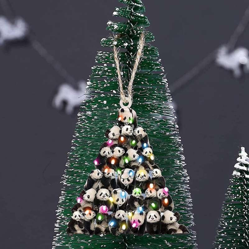 10 Pcs Christmas Tree Animal Wooden Pendant Family Ornaments Family,a