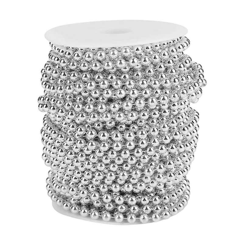 8mm 10m/roll Christmas Tree Garland Artificial Plastic Pearl (silver)