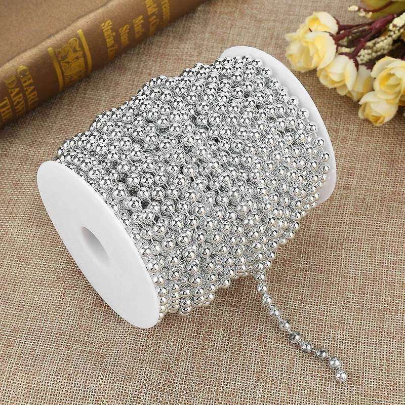 8mm 10m/roll Christmas Tree Garland Artificial Plastic Pearl (silver)