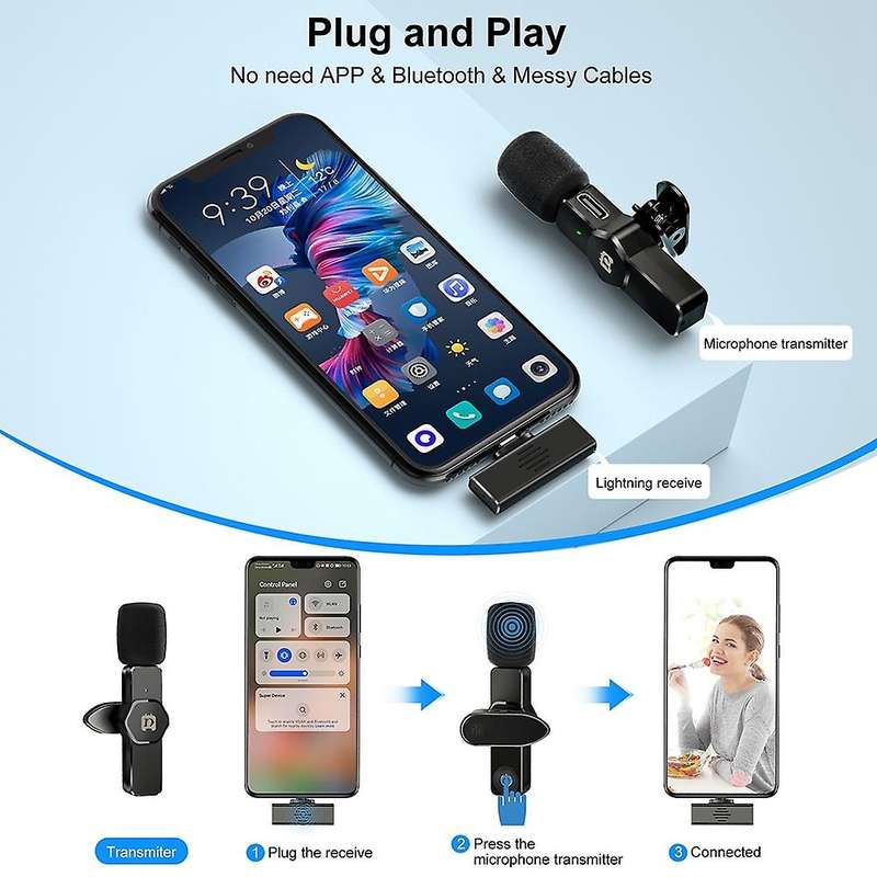 Puluz Wireless Lavalier Mic Gaming for Type-c Pc Live Mobile Phone
