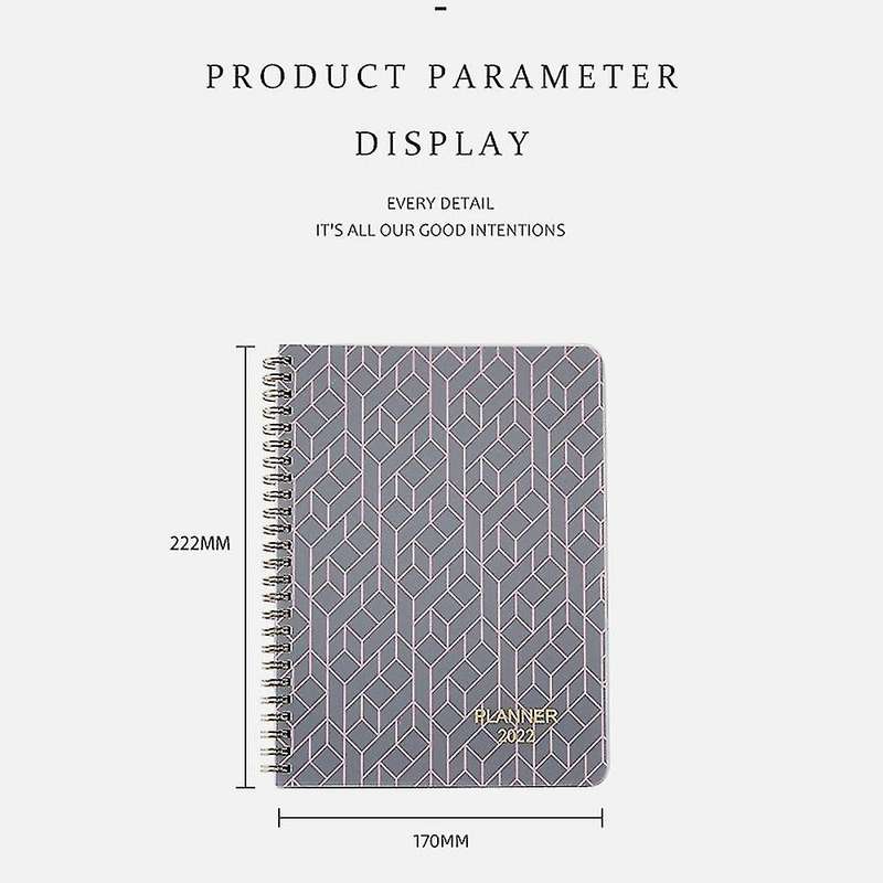A5 2022 English Version Schedule Notebook Office Supplies Gray