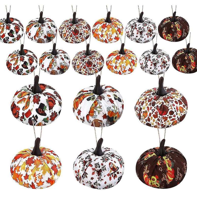 18 Pcs Harvest Festival Simulation Pumpkin Maple Leaf Pendant