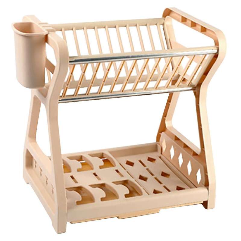 Double-layer Plates Kitchen Rack Dish Storage Rack Drain Bowl Rack