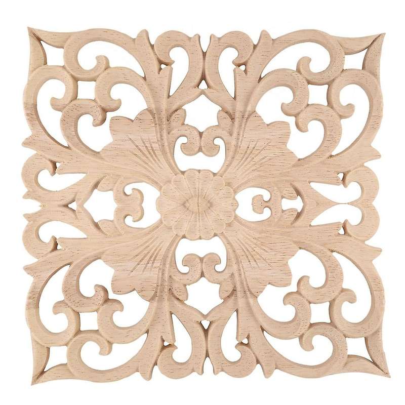 1x Rubber Wood Carved Onlay Applique Diy Decor F:20 X 20cm