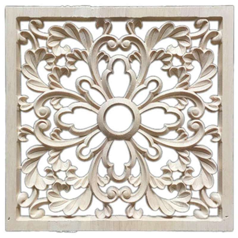 1x Rubber Wood Carved Onlay Applique Diy Decor F:20 X 20cm
