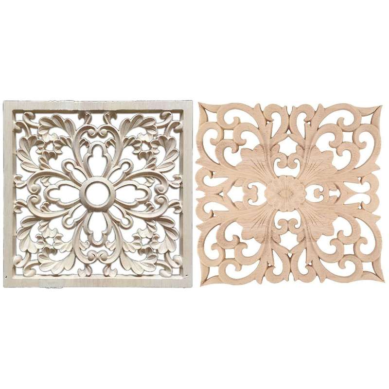 1x Rubber Wood Carved Onlay Applique Diy Decor F:20 X 20cm