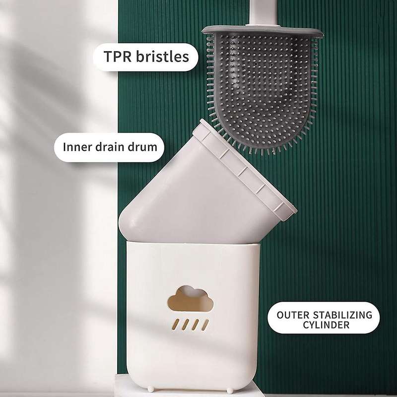 2 Pcs Toilet Brush and Holder Set,toilet Brush with Handle
