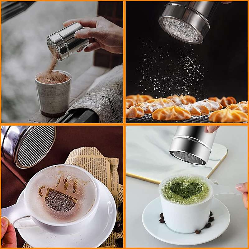 12oz/350ml Stainless Steel Milk Frothing Pitcher with Powder Shaker