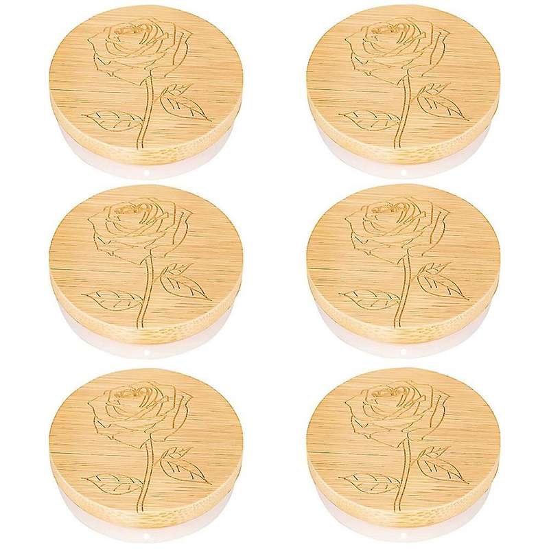 6 Pack Yogurt Jar Lids Set, Bamboo Lids That for Perfect Sealing