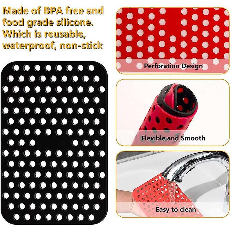 4 Pack Air Fryer Reusable Liners for Ninja Foodi Dual , Rectangle