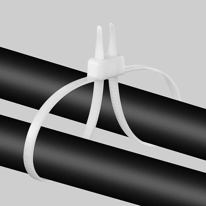 Double Buckle Nylon Cable Tie 250 Pounds Heavy Tensile Strength,white