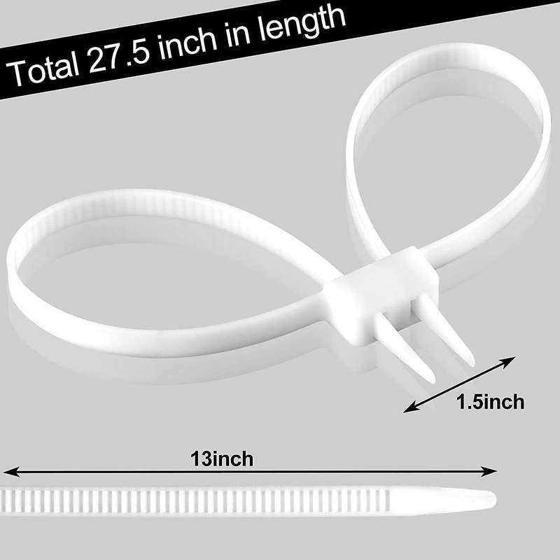 Double Buckle Nylon Cable Tie 250 Pounds Heavy Tensile Strength,white