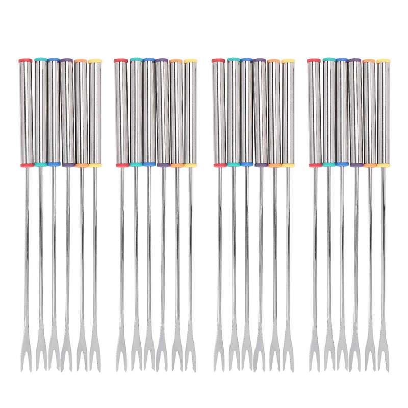 Stainless Steel Fondue Forks with Heat Resistant Handle (24 Pack)