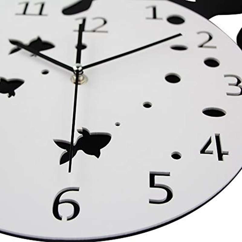 Cat Wall Clock Solid Wood Silent Bedroom Wall-mounted Quartz Clock