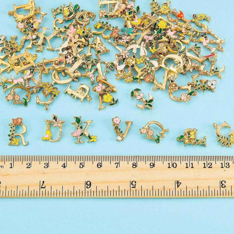 78 Pieces Enamel Letter Charms for Diy Jewelry Bracelet Craft Making