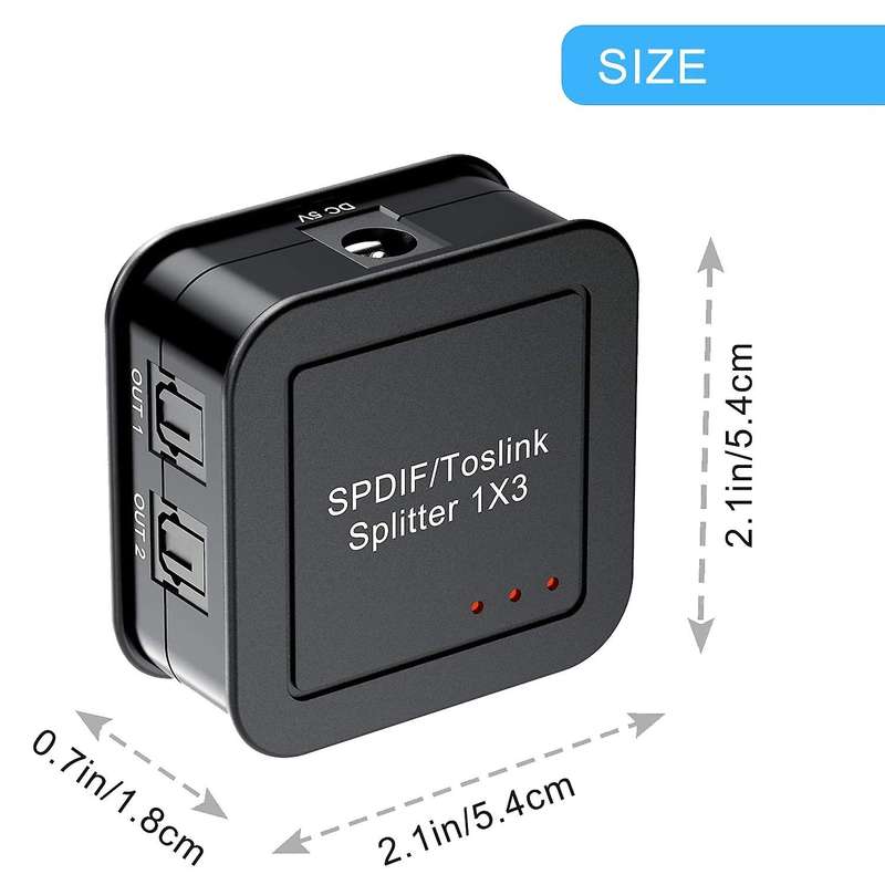 Digital Optical Fiber Audio Splitter,1 In 3 Out,for Blue-ray Dvd Hdtv