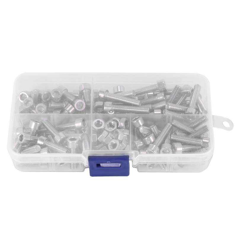 120pcs M5 Stainless Steel Screws Nuts Assortment Kit(5 Sizes)