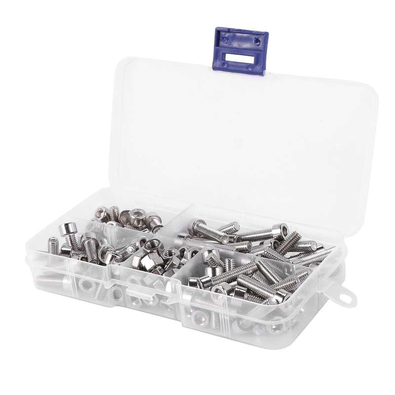 120pcs M5 Stainless Steel Screws Nuts Assortment Kit(5 Sizes)