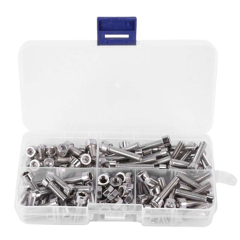 120pcs M5 Stainless Steel Screws Nuts Assortment Kit(5 Sizes)