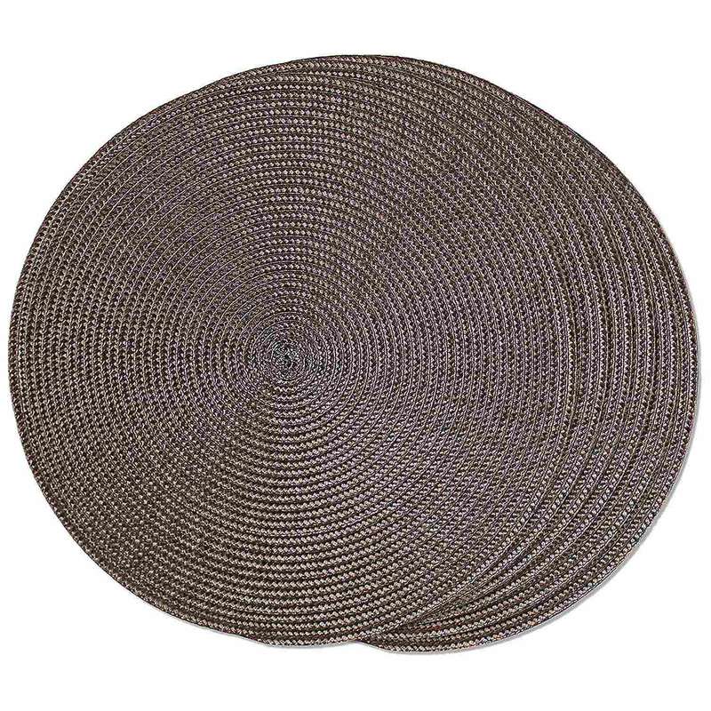 Round Braided Placemats Set Of 6 Table Mats 15 Inch(brown)