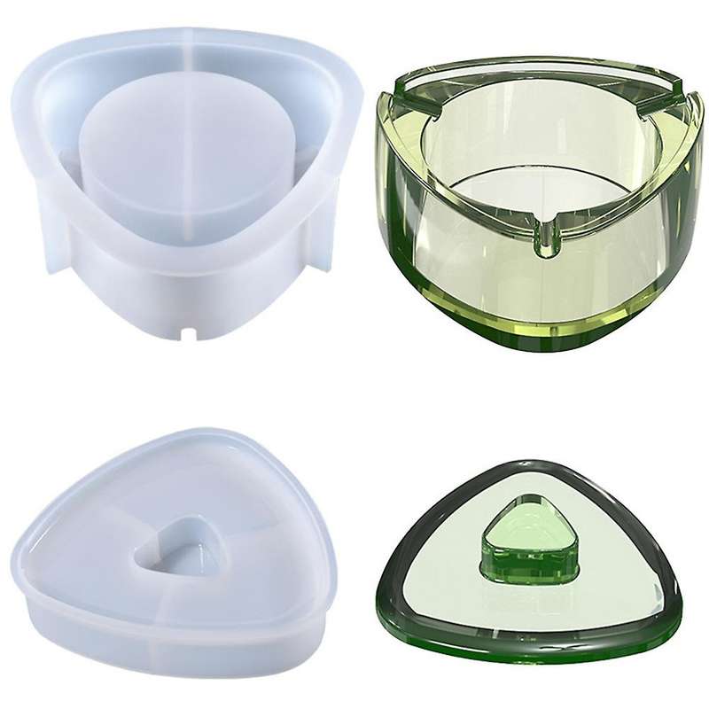 2pcs Epoxy Storage Mould Silicone Triangular Storage Mould with Lid