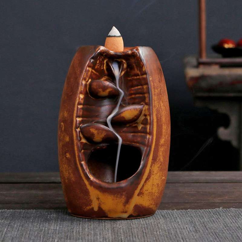 Backflow Censer Smoking Flow Ceramic Incense Holder Decoration -a