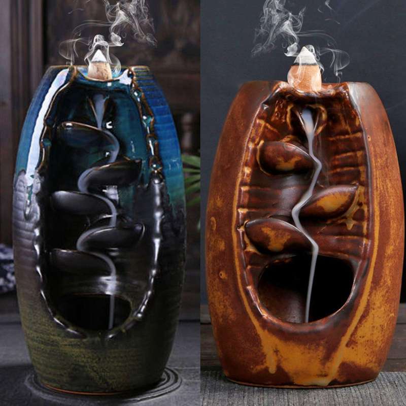 Backflow Censer Smoking Flow Ceramic Incense Holder Decoration -a