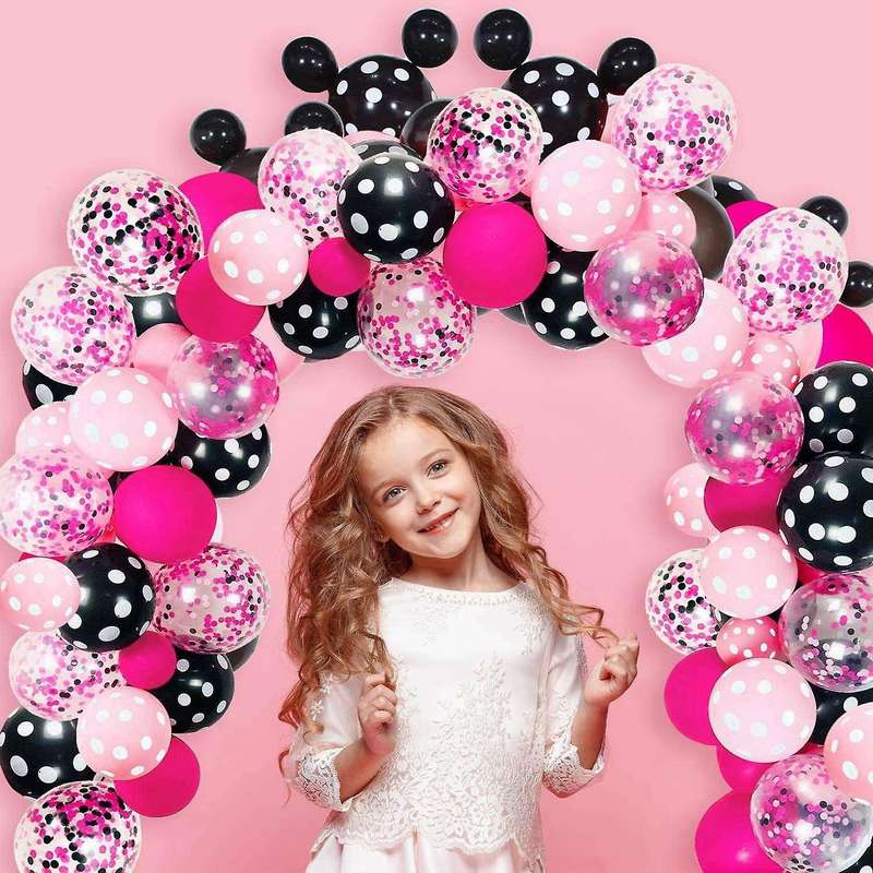 Balloon Garland Arch Kit Pink Black Balloon Decoration for Girls