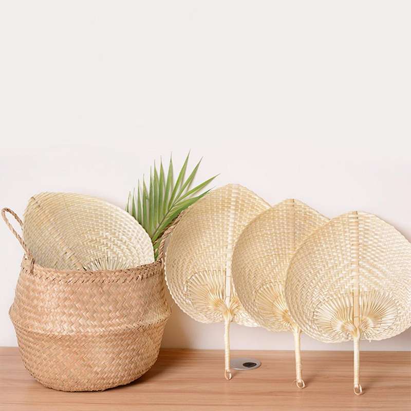 Natural Straw Fan Hand-woven Repellent Hand Fans Farmhouse Decor