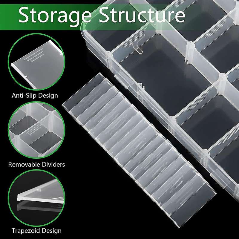 18 Grids Plastic Organizer Box Adjustable Dividers, Storage Box