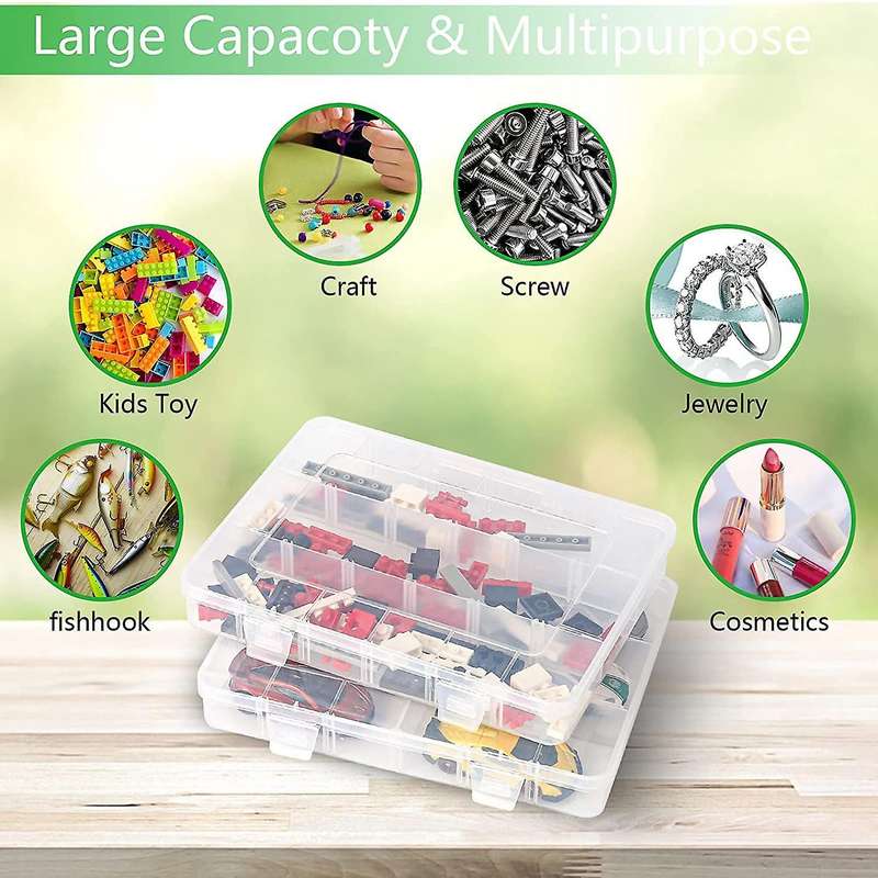18 Grids Plastic Organizer Box Adjustable Dividers, Storage Box