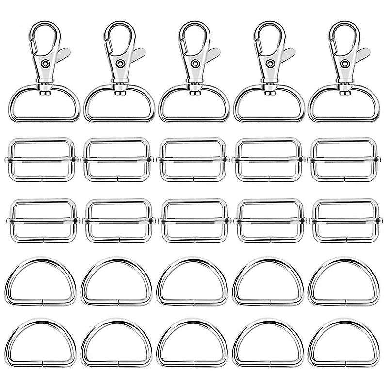 60pcs 32mm Metal D Rings for Gags Swivel Snap Hooks (silver)