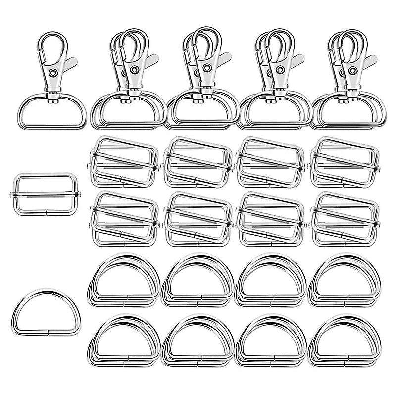 60pcs 32mm Metal D Rings for Gags Swivel Snap Hooks (silver)