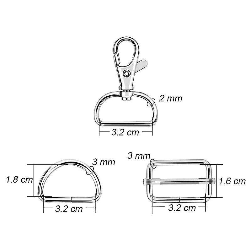 60pcs 32mm Metal D Rings for Gags Swivel Snap Hooks (silver)