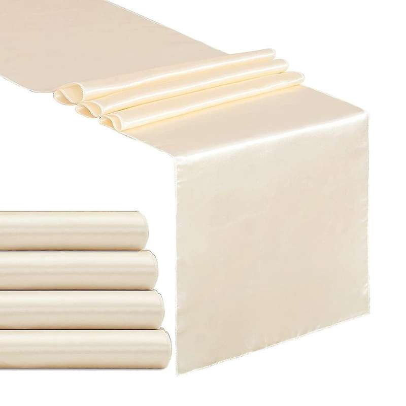 5 Pcs Satin Table Runner Ivory 12x108 In Table Runners for Wedding