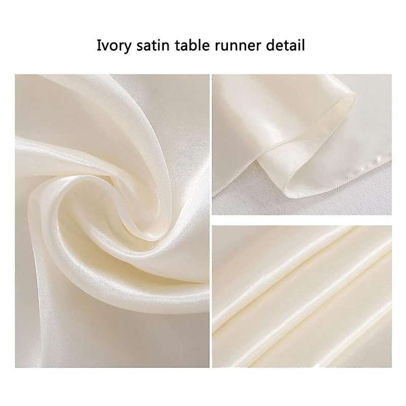 5 Pcs Satin Table Runner Ivory 12x108 In Table Runners for Wedding