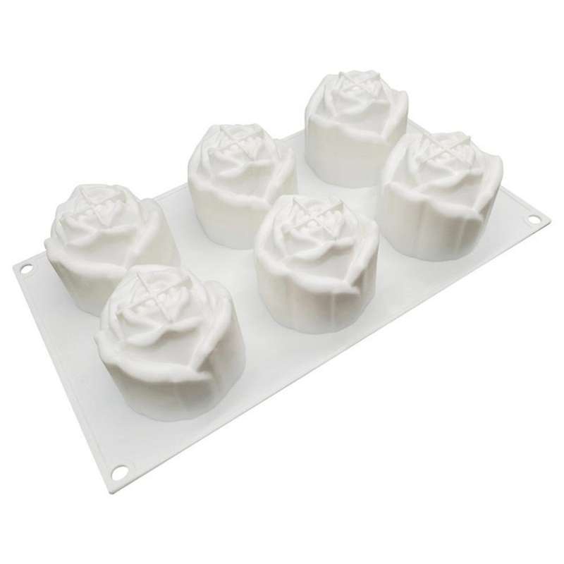 Silicone Mold 6 Cavity Rose Shaped Mousse Dessert Mould Baking Tools