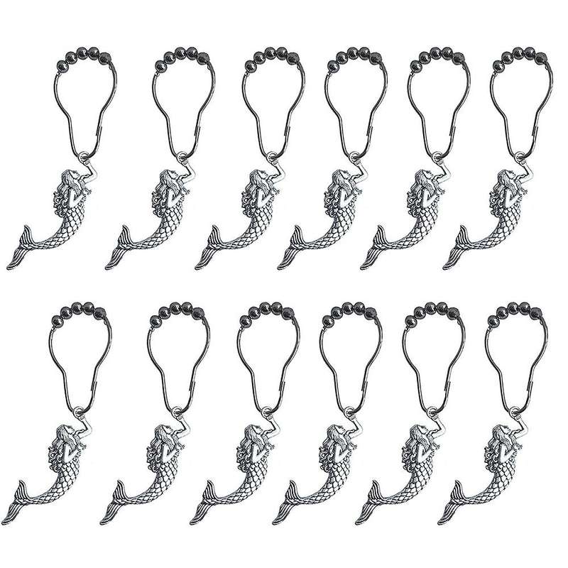 Mermaid Shower Curtain Hooks Rings Curtain Hangers Bathroom,set Of 12