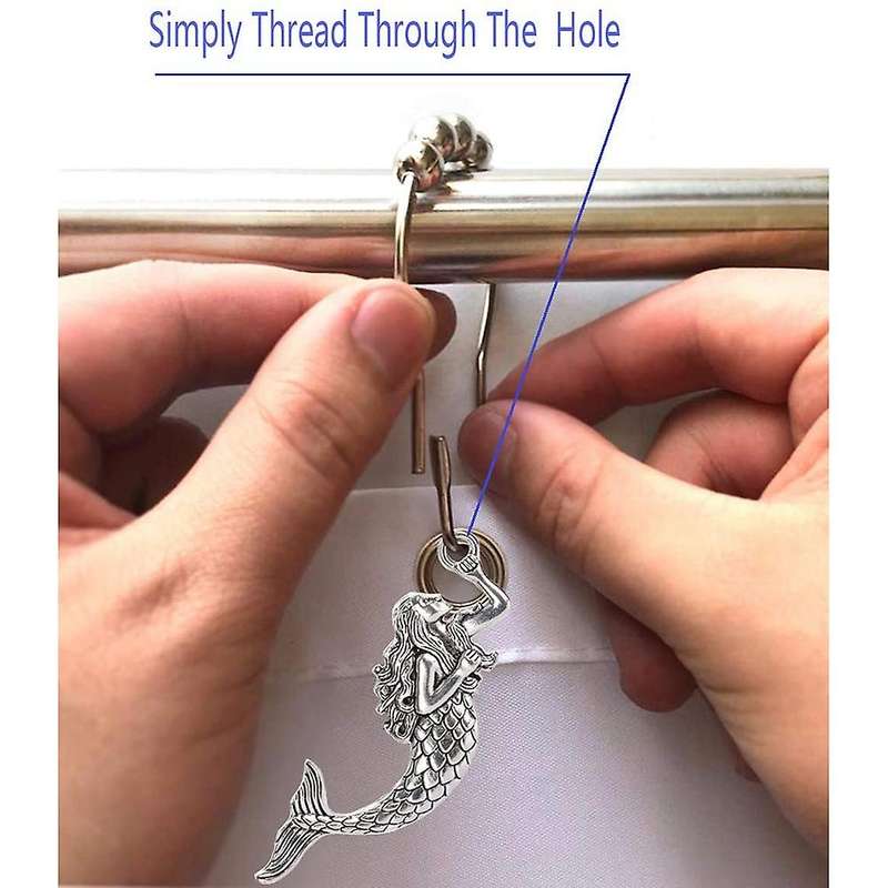 Mermaid Shower Curtain Hooks Rings Curtain Hangers Bathroom,set Of 12