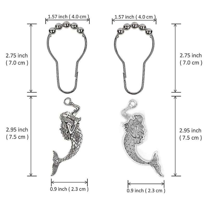 Mermaid Shower Curtain Hooks Rings Curtain Hangers Bathroom,set Of 12
