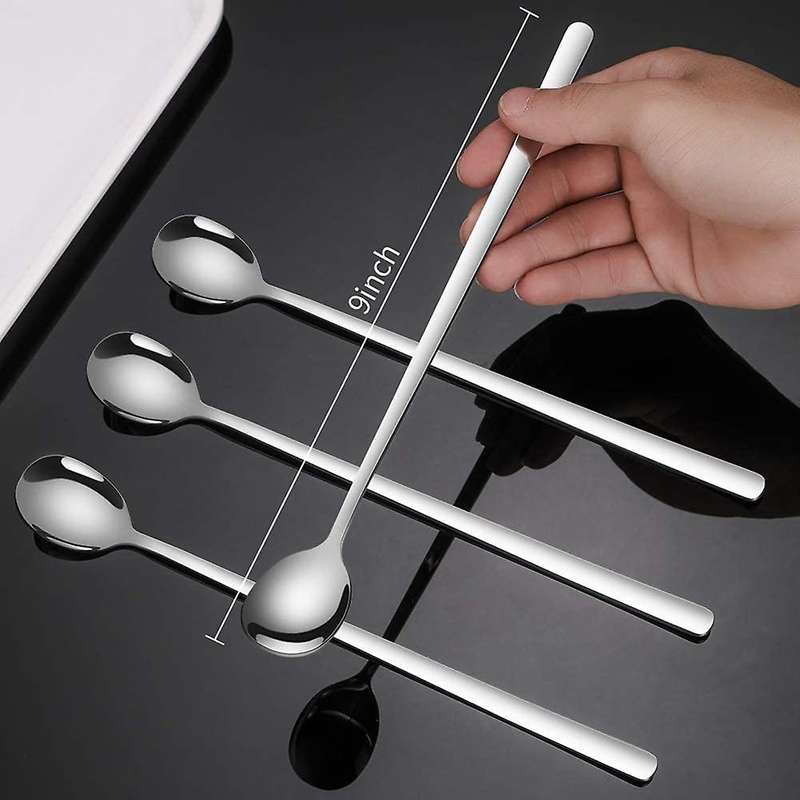 8 Pack Long Handle Iced Tea Spoons,9.5 Inch Stainless Steel Teaspoon