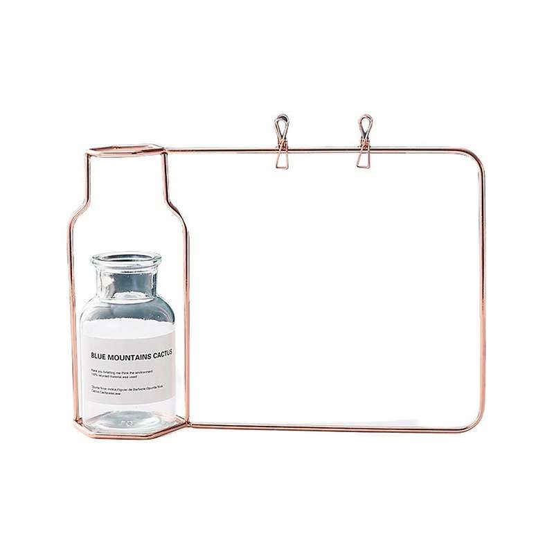 Creative Iron Photo Frame Vase Hydroponic Vase Home Decor, Rose Gold