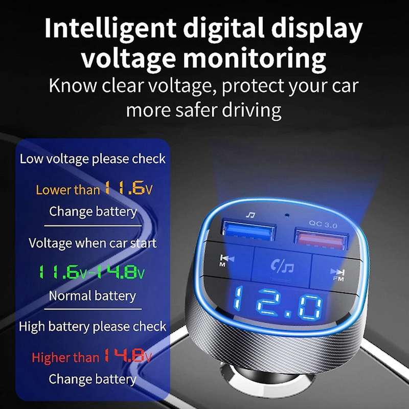 Bc57 Car Bluetooth 5.0 Fm Transmitter Qc3.0 Dual Usb Charger Car Kit