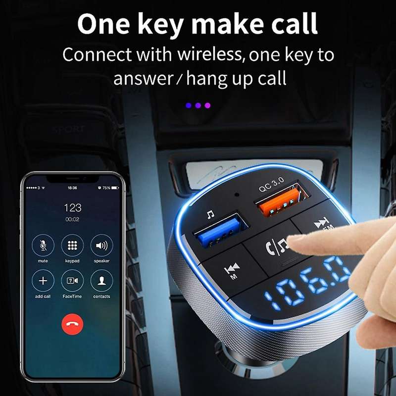 Bc57 Car Bluetooth 5.0 Fm Transmitter Qc3.0 Dual Usb Charger Car Kit
