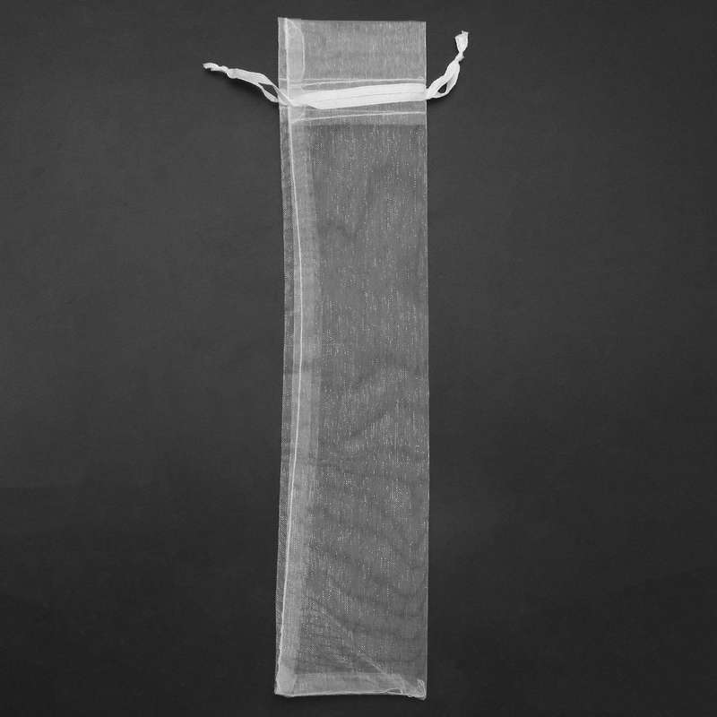 50pcs White Drawstring Organza Folding Hand Fan Pouch Wedding Bags
