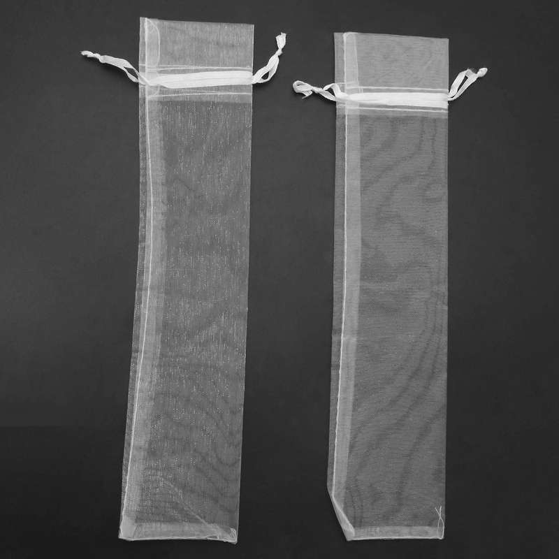 50pcs White Drawstring Organza Folding Hand Fan Pouch Wedding Bags